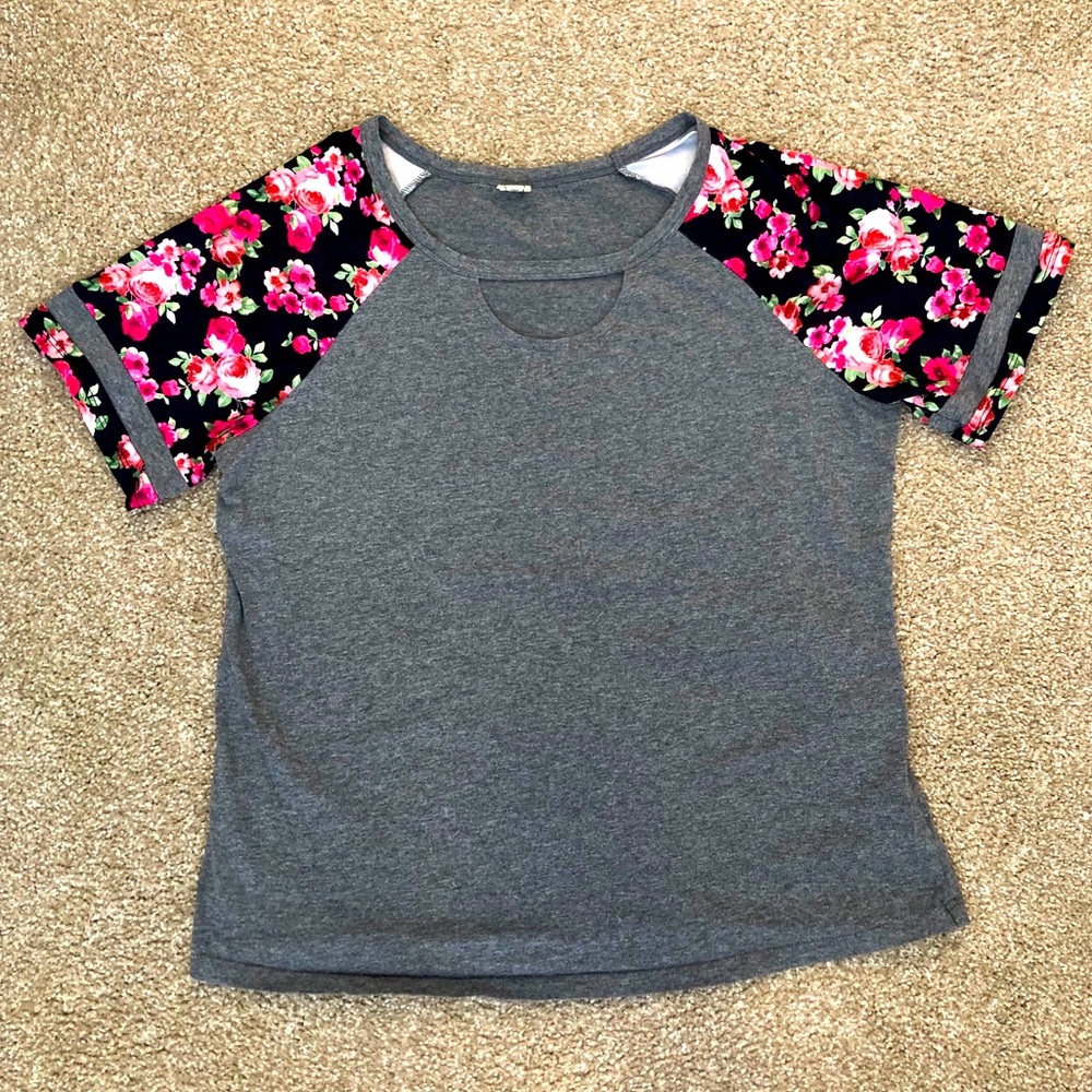 Grey/Floral T-Shirt
